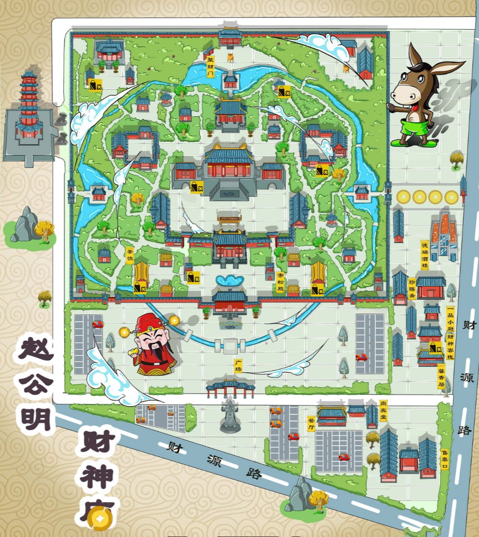 户县寺庙类手绘地图